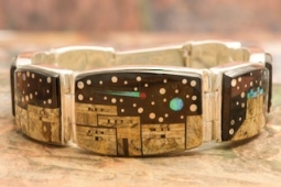 Calvin Begay Starry Night in the Pueblo Sterling Silver Bracelet